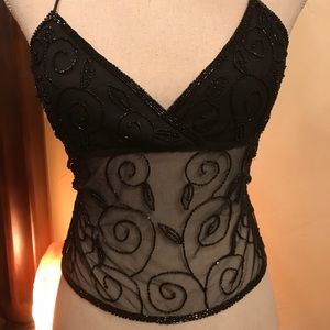 Black bead embellished crop top. Summer sizzle!!!